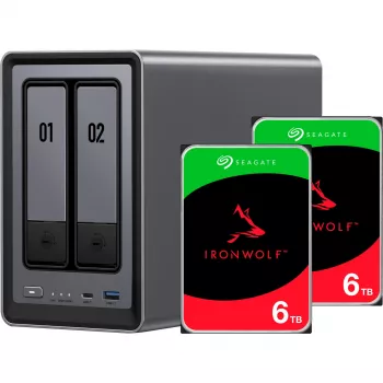 UGREEN DXP2800+ 2x Seagate IronWolf HDD Bundle - 2-zatokowe NAS z Intel Celeron N5105, 8GB DDR4, 2x 2.5GbE, 2x 4TB HDD w zestawie
