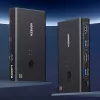 UGREEN HDMI 2.0 Przełącznik KVM 2-wejścia 1-wyjście, 2 komputery 1 monitor, 4K@60Hz, 3-portowy hub USB 2.0, przełączanie przyciskiem i skrótem klawiszowym, stop aluminium, HDCP 2.2, HDR10