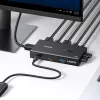 UGREEN HDMI 2.0 Przełącznik KVM 2-wejścia 1-wyjście, 2 komputery 1 monitor, 4K@60Hz, 3-portowy hub USB 2.0, przełączanie przyciskiem i skrótem klawiszowym, stop aluminium, HDCP 2.2, HDR10