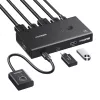 UGREEN HDMI 2.0 Przełącznik KVM 2-wejścia 1-wyjście, 2 komputery 1 monitor, 4K@60Hz, 3-portowy hub USB 2.0, przełączanie przyciskiem i skrótem klawiszowym, stop aluminium, HDCP 2.2, HDR10