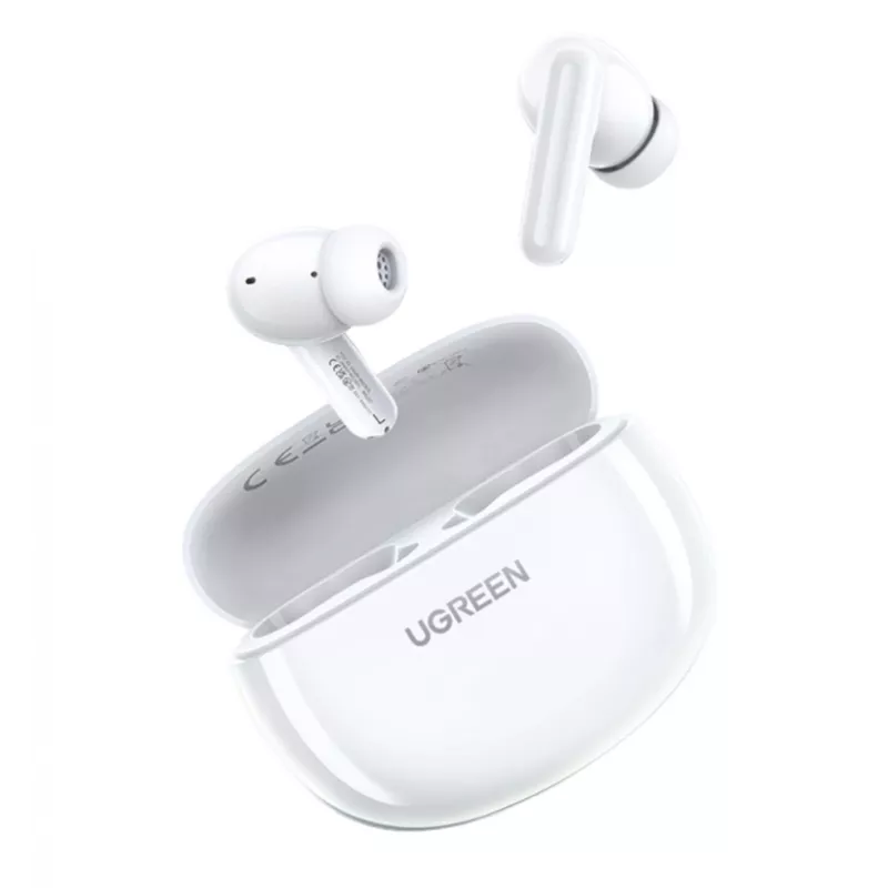 UGREEN HiTune P3 Dokanałowe słuchawki bezprzewodowe z hybrydową ANC, redukcją szumów 35dB, 4-mikrofonowym ENC, baterią 30H, IPX5, Bluetooth 5.2, niskim opóźnieniem, białe