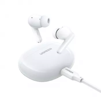 UGREEN HiTune P3 Dokanałowe słuchawki bezprzewodowe z hybrydową ANC, redukcją szumów 35dB, 4-mikrofonowym ENC, baterią 30H, IPX5, Bluetooth 5.2, niskim opóźnieniem, białe