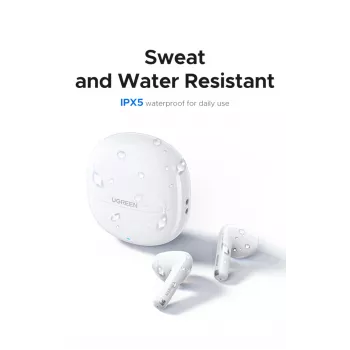 UGREEN Lightbuds Basic Półdouszne Prawdziwie Bezprzewodowe Słuchawki, Bluetooth 5.3, Bateria 30h, IPX5, Biały