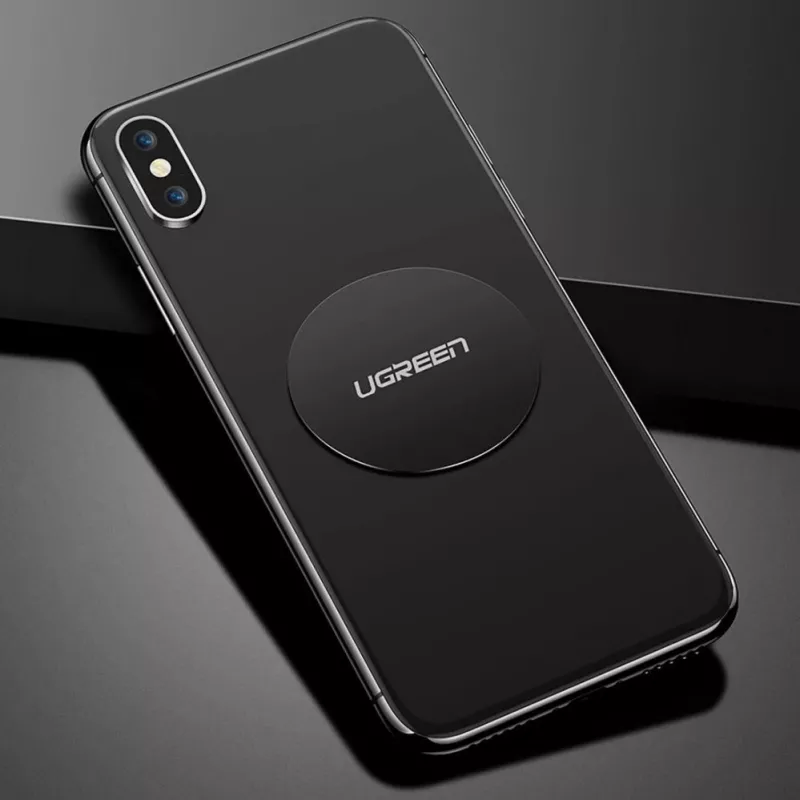 UGREEN LP123 60410 Metalowe płytki do uchwytu magnetycznego na telefon - okrągła i prostokątna, czarne (2 szt.)