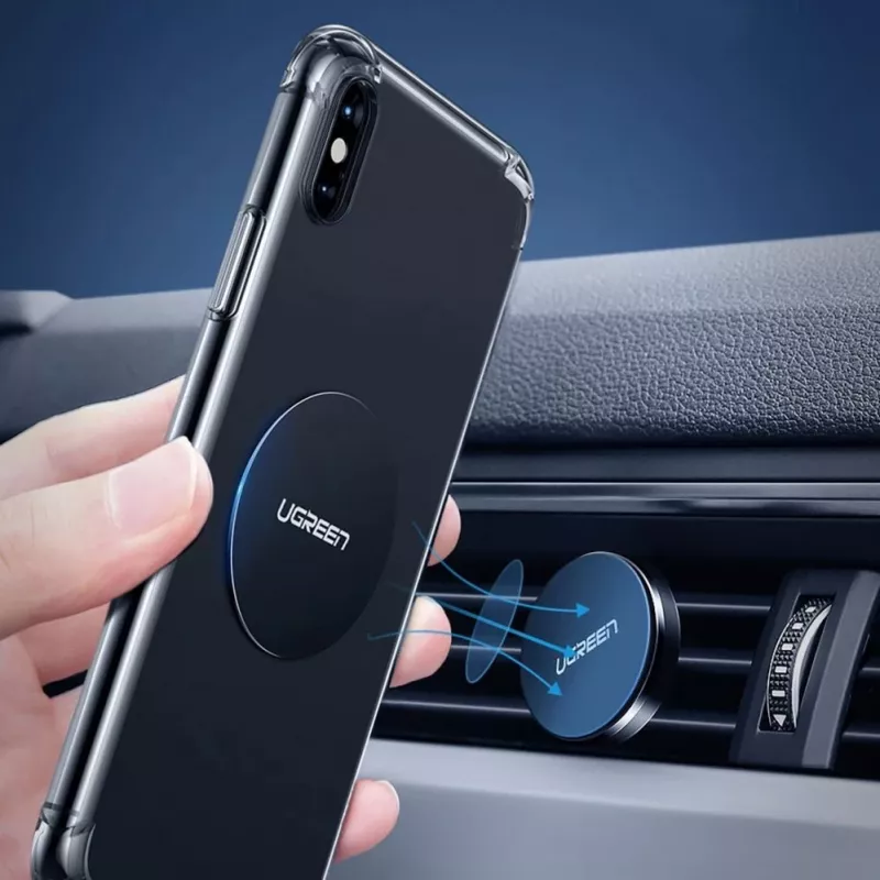 UGREEN LP123 60410 Metalowe płytki do uchwytu magnetycznego na telefon - okrągła i prostokątna, czarne (2 szt.)