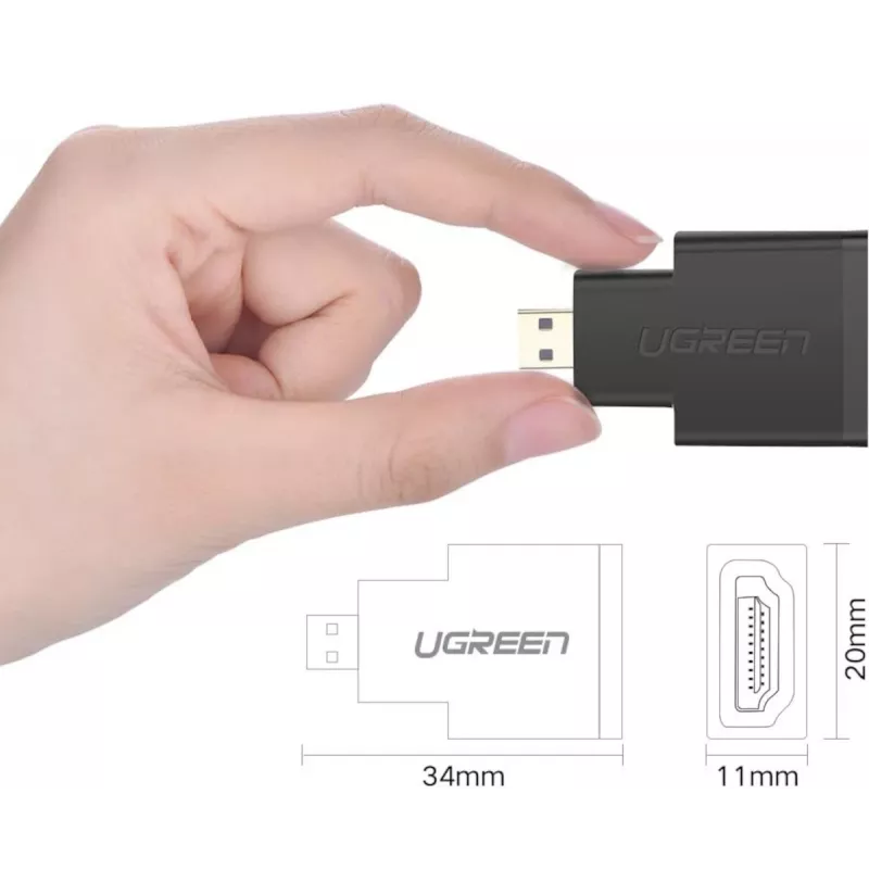 UGREEN Micro HDMI męski na żeński HDMI Adapter – 4K@60Hz, złocone, czarny