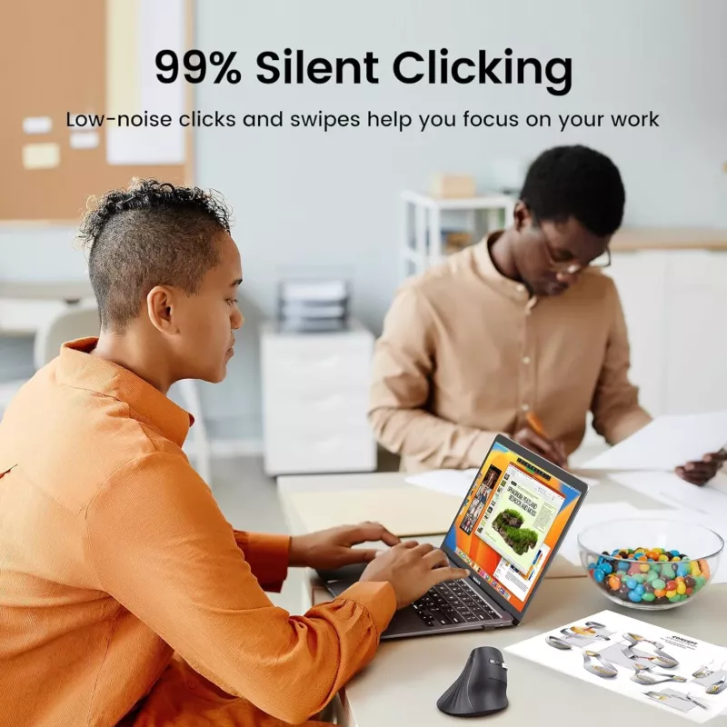 UGREEN Multi-Mode Vertical Mouse Bluetooth i 2.4G Bezprzewodowa – Czarny