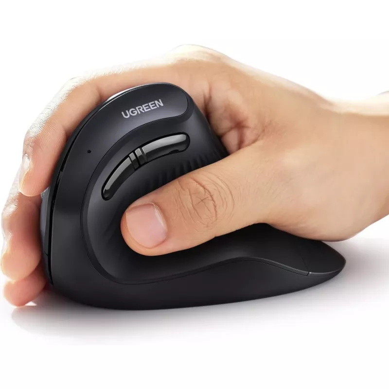 UGREEN Multi-Mode Vertical Mouse Bluetooth i 2.4G Bezprzewodowa – Czarny
