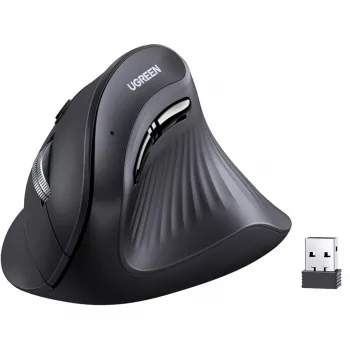 UGREEN Multi-Mode Vertical Mouse Bluetooth i 2.4G Bezprzewodowa – Czarny