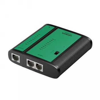 UGREEN Tester kabli sieciowych i telefonicznych RJ45 RJ11 Tester ciągłości dla kabli Ethernet i telefonicznych Cat5 Cat5e Cat6 Cat6a Cat7 ze wskaźnikami LED, odłączaną jednostką zdalną, zasilany baterią 9V, NW167