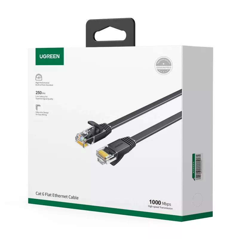 UGREEN NW102 Cat6 U/UTP płaski kabel Ethernet 30m - czarny