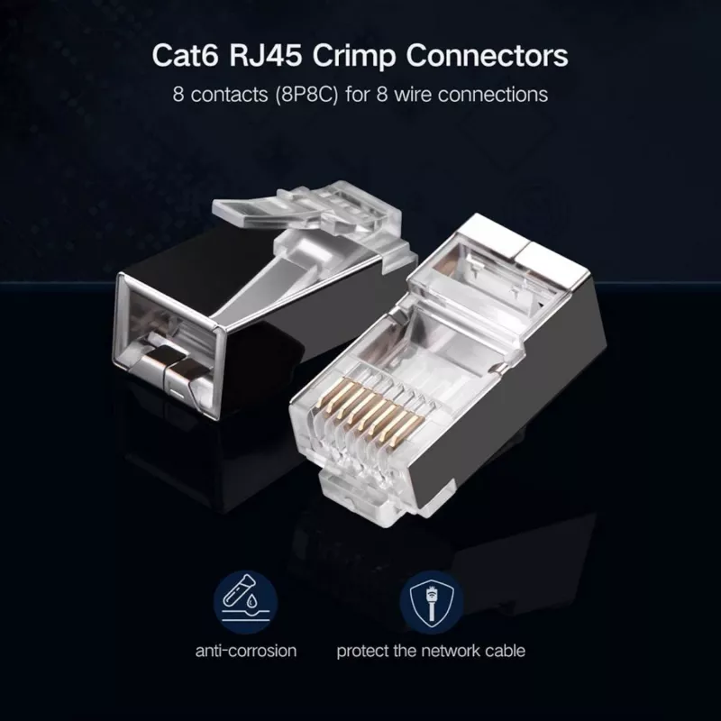 UGREEN NW111 RJ45 Cat6 Głowica sieciowa Ethernet 100 szt. - Srebrny/Przezroczysty