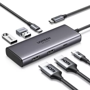 UGREEN Revodok Pro 206 USB-C 6-w-1 Hub z 4K HDMI, 100W PD, Gigabit Ethernet, USB 3.0