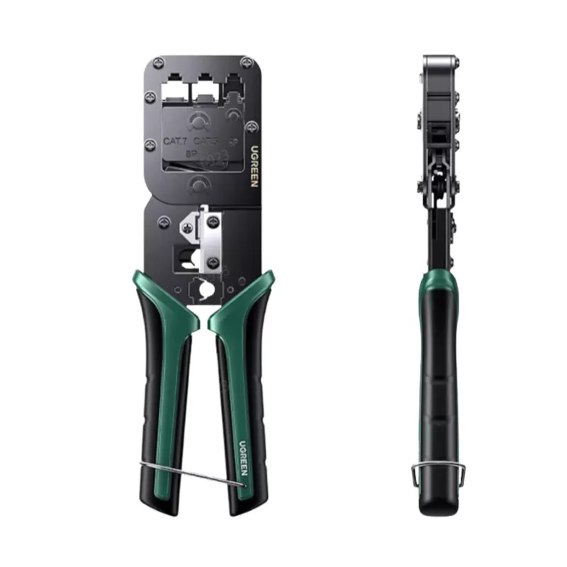 UGREEN RJ45 Narzędzie do zaciskania sieci Zaciskarka przelotowa, obcinaczka i ściągacz izolacji do RJ45 RJ12 RJ11 Cat5 Cat5e Cat6 Cat6a Cat7 Cat8