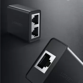 UGREEN RJ45 Splitter Adapter 2 Pack (Czarny) - Rozdzielacz sieci Ethernet, 1x RJ45 męski do 2x RJ45 żeński, 100Mbps, kompatybilny z Cat5/Cat5e/Cat6, pasywny, Plug & Play