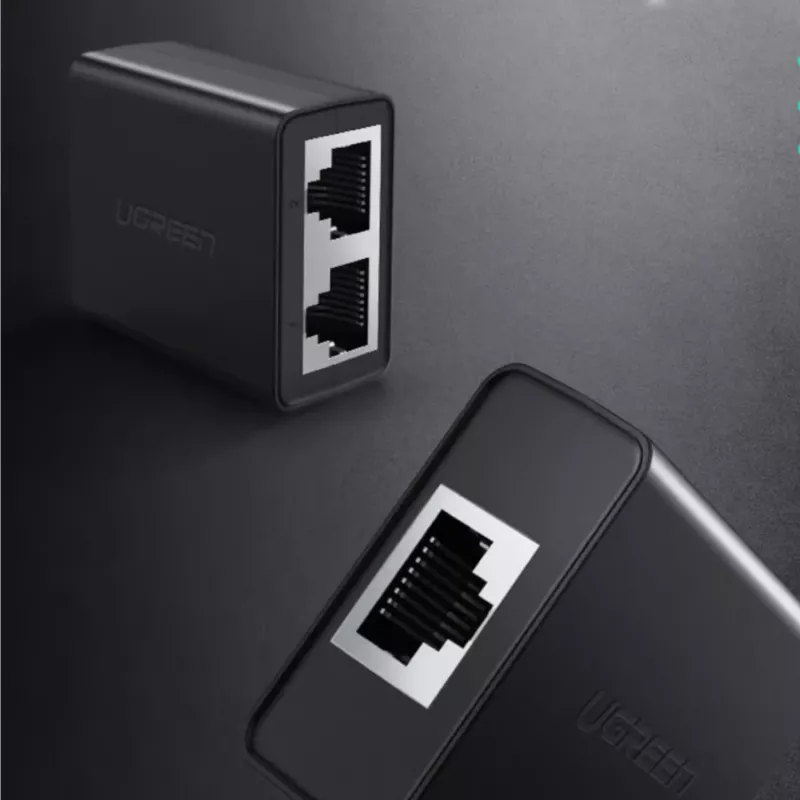 UGREEN RJ45 Splitter Adapter 2 Pack (Czarny) - Rozdzielacz sieci Ethernet, 1x RJ45 męski do 2x RJ45 żeński, 100Mbps, kompatybilny z Cat5/Cat5e/Cat6, pasywny, Plug & Play