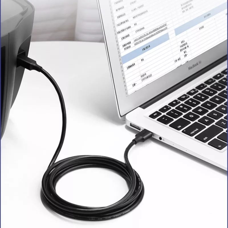 UGREEN US135 Kabel USB 2.0 A-B, pozłacany, 2 m, czarny
