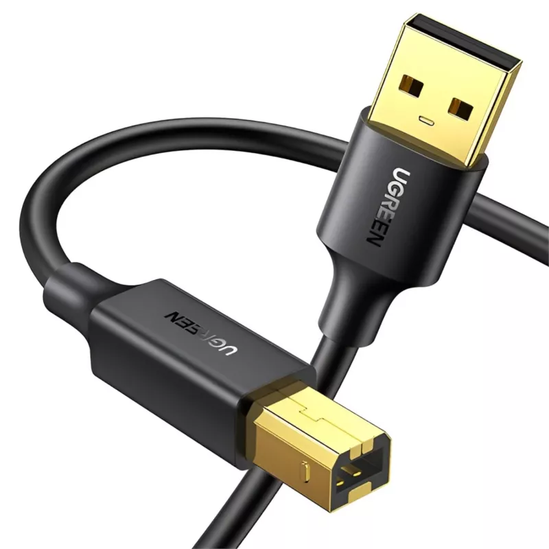UGREEN US135 Kabel USB 2.0 A-B, pozłacany, 2 m, czarny