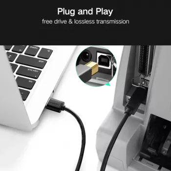 UGREEN US210 USB 3.0 A do B kabel, 2m, czarny
