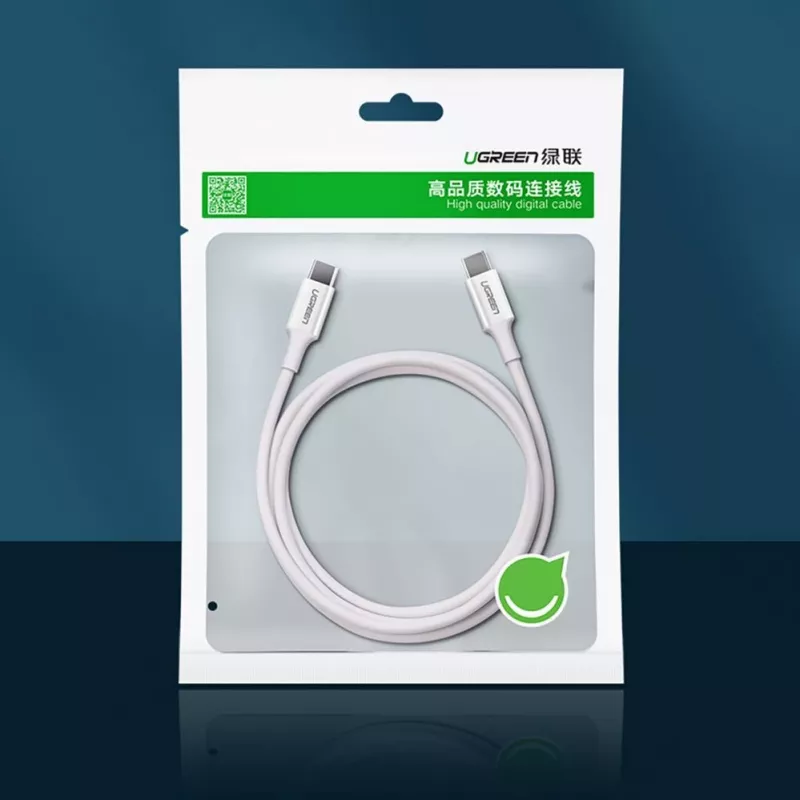 UGREEN US264 USB-C do USB-C Kabel 1m Biały 100W PD QC AFC