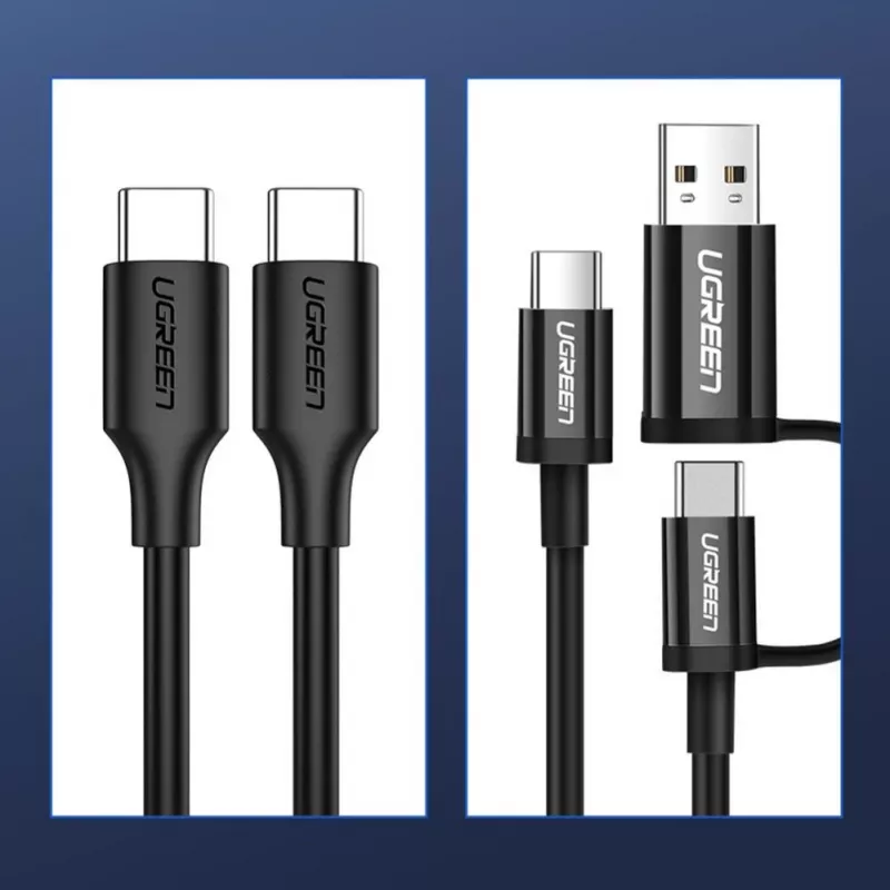UGREEN US286 USB-C do USB-C Kabel 1m Czarny - PD QC 3A 480Mbps