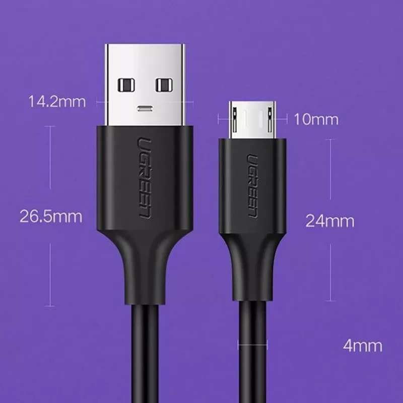 UGREEN US289 Micro USB / USB-A Cable 0.25m - Czarny
