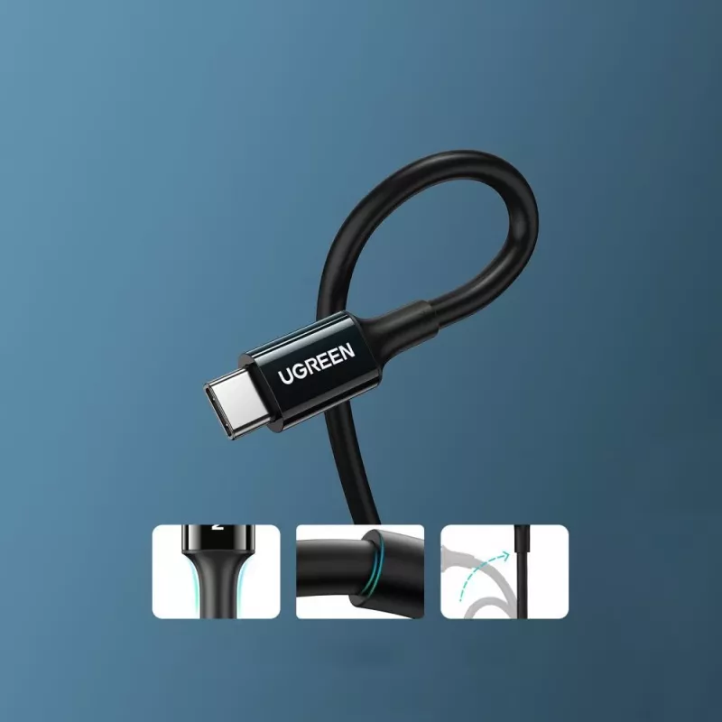 UGREEN US300 USB-C do USB-C Kabel 480Mbps 5A 1m Czarny