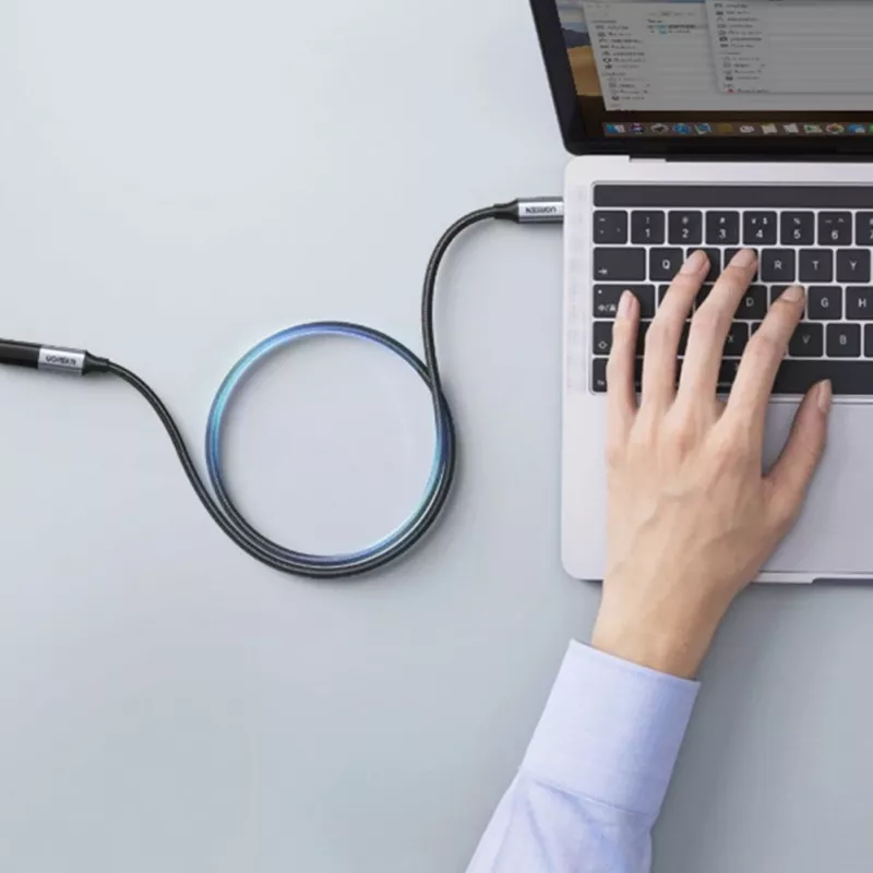 UGREEN US372 USB-C do USB-C Kabel 100W 5A 10Gbps 0.5m Szary