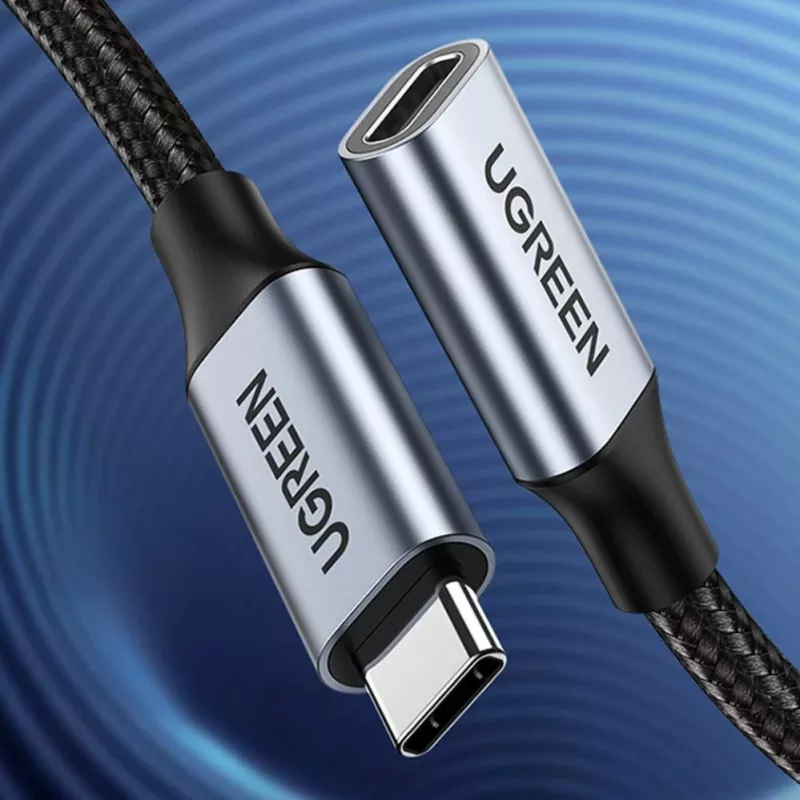 UGREEN US372 USB-C do USB-C Kabel 100W 5A 10Gbps 0.5m Szary