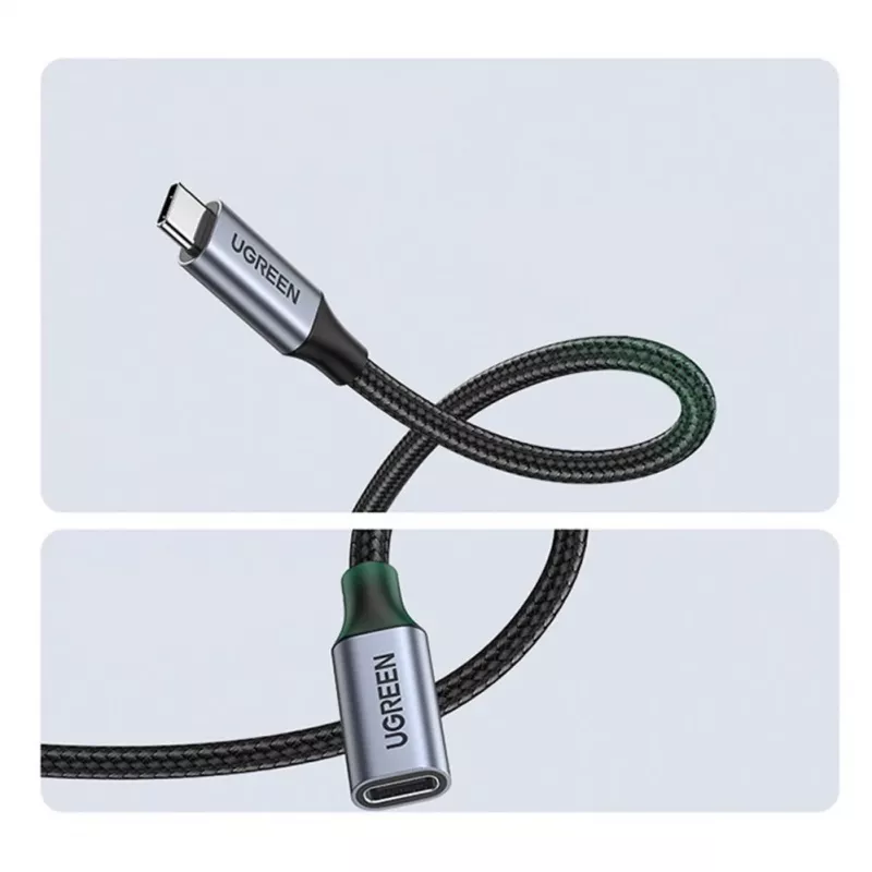 UGREEN US372 USB-C do USB-C Kabel 100W 5A 10Gbps 0.5m Szary