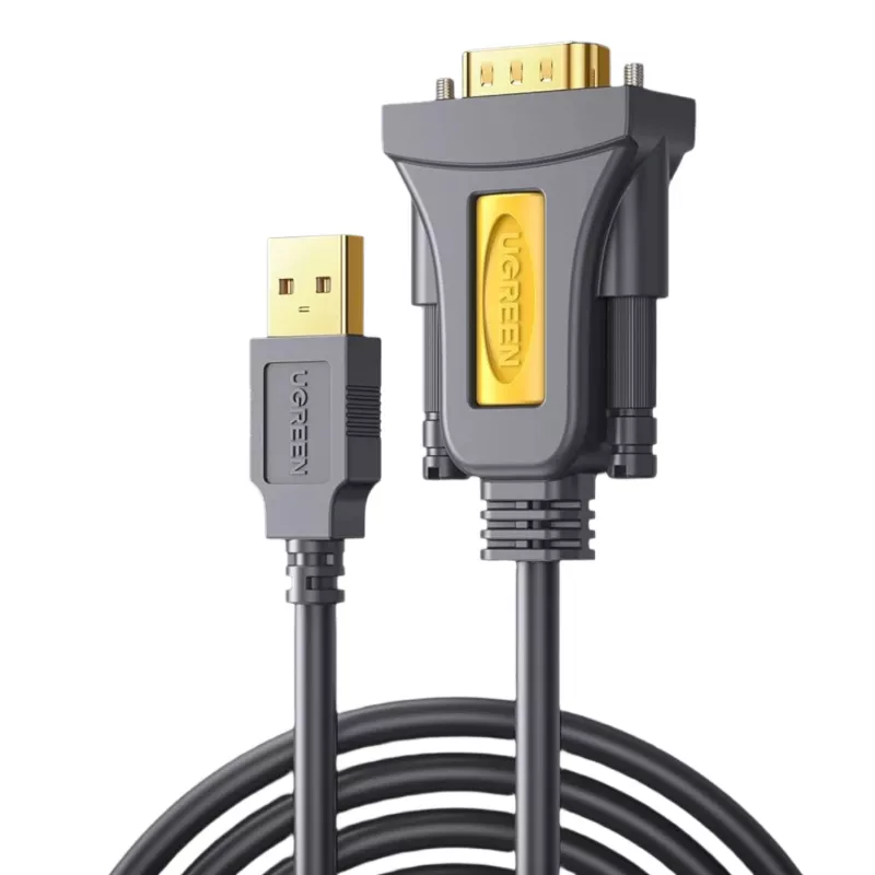 UGREEN USB 2.0 na RS-232 Przejściówka szeregowa (USB-A męski do DB9 męski) - Czarny, 1,5 m