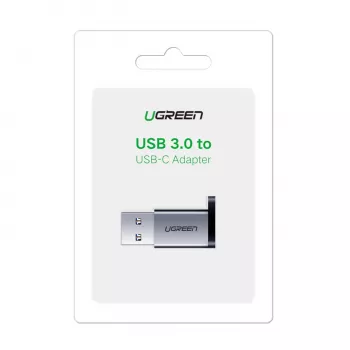 UGREEN USB 3.0 Męski na Type-C 3.1 Żeński Adapter, Transfer Danych i Ładowanie, Kosmiczna Szarość