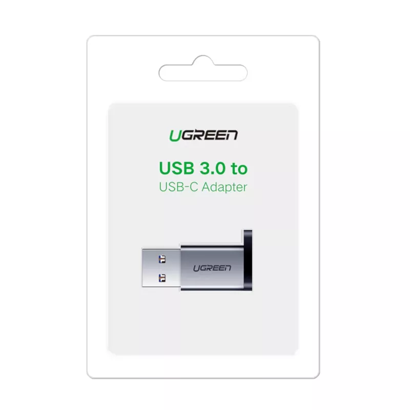 UGREEN USB 3.0 Męski na Type-C 3.1 Żeński Adapter, Transfer Danych i Ładowanie, Kosmiczna Szarość