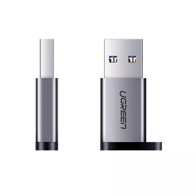 UGREEN USB 3.0 Męski na Type-C 3.1 Żeński Adapter, Transfer Danych i Ładowanie, Kosmiczna Szarość