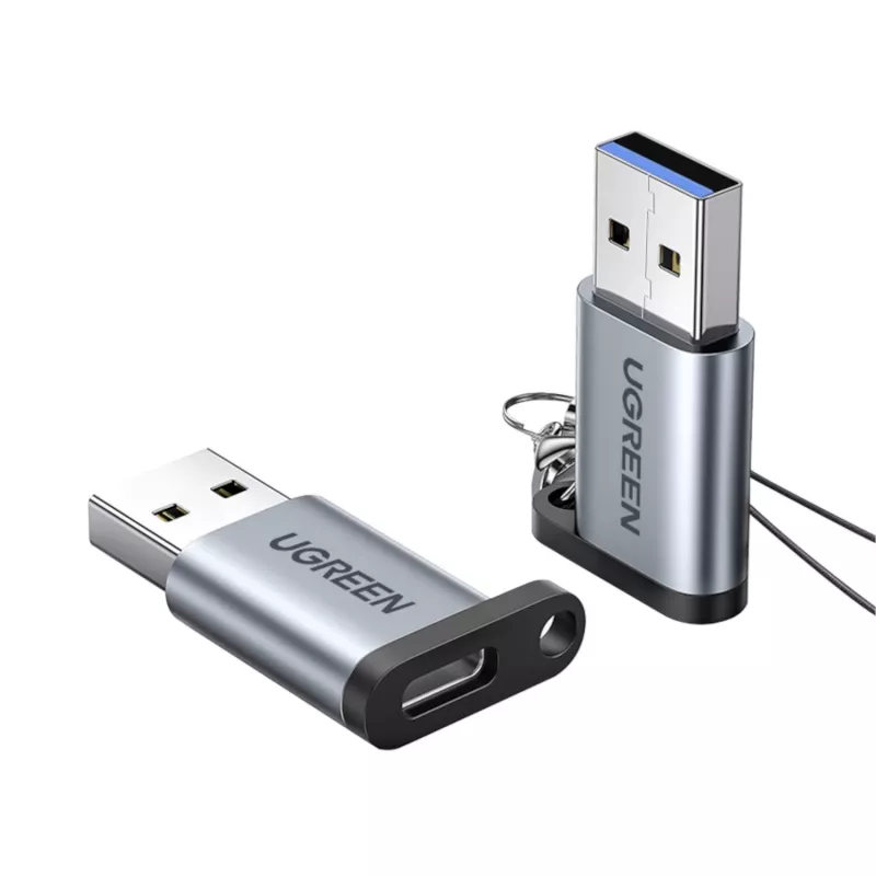 UGREEN USB 3.0 Męski na Type-C 3.1 Żeński Adapter, Transfer Danych i Ładowanie, Kosmiczna Szarość