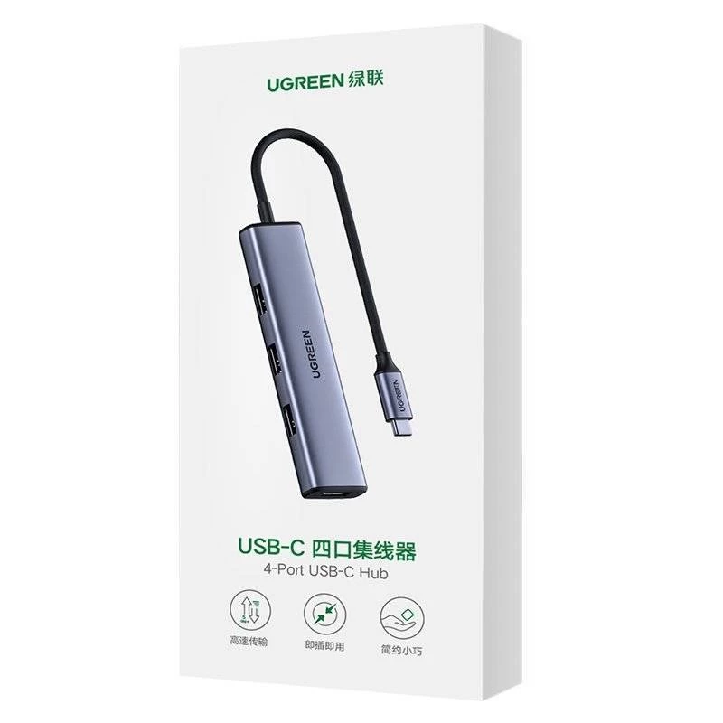 UGREEN USB-C Hub 4-Port USB 3.2 Gen 1 Srebrny
