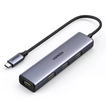 UGREEN USB-C Hub 4-Port USB 3.2 Gen 1 Srebrny