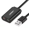 UGREEN USB na 3,5 mm zewnętrzny adapter dźwięku stereo - czarny