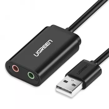 UGREEN USB na 3,5 mm zewnętrzny adapter dźwięku stereo - czarny