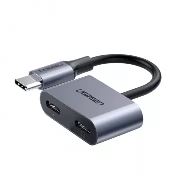 UGREEN USB Type-C podwójny adapter audio i ładowania (15W PD, rozdzielacz 2 w 1)