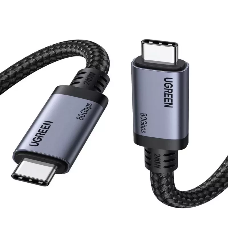 UGREEN USB4 USB-C na USB-C Kabel 240W 40Gbps 16K@60Hz 80Gbps Thunderbolt 4 Zgodny 1m Pleciony Nylon
