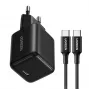 Ugreen X513 30W GaN USB-C Ładowarka z kablem USB-C 1m - Czarny