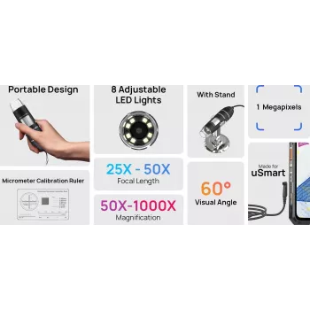 ULEFONE uSmart C01 Digital Microscope 50x-1000x 2MP USB-C