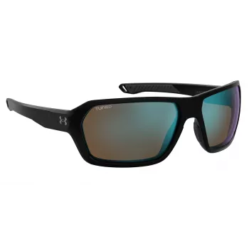 Under Armour UARECON807G4W Męskie okulary sportowe - matowa czarna oprawka, szare soczewki polaryzacyjne, 64/17/125 mm