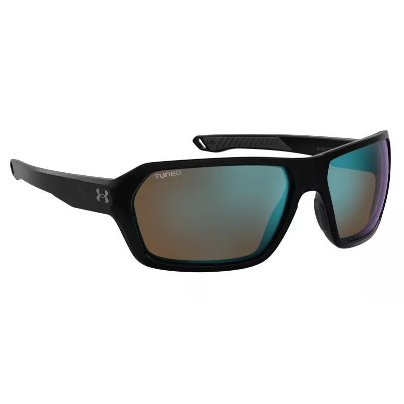 Under Armour UARECON807G4W Męskie okulary sportowe - matowa czarna oprawka, szare soczewki polaryzacyjne, 64/17/125 mm