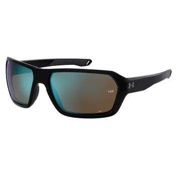 Under Armour UARECON807G4W Męskie okulary sportowe - matowa czarna oprawka, szare soczewki polaryzacyjne, 64/17/125 mm