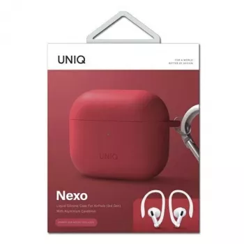 UNIQ Uniq Nexo Case do AirPods 3 + Silikonowe zaczepy na uszy - Czerwony