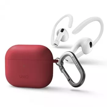 UNIQ Uniq Nexo Case do AirPods 3 + Silikonowe zaczepy na uszy - Czerwony