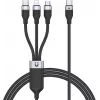 UNITEK 3-in-1 USB-A do Lightning, USB-C, Micro USB nylonowy pleciony kabel do ładowania 1.2m czarny