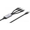 UNITEK 3-in-1 USB-A do Lightning, USB-C, Micro USB nylonowy pleciony kabel do ładowania 1.2m czarny
